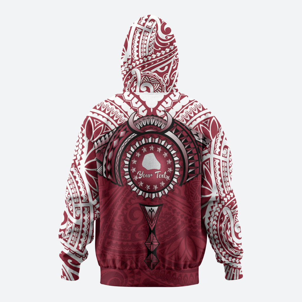 Personalised Cook Islands Mangaia Hoodie Map With Kuki Airani Manta Ray Tattoo