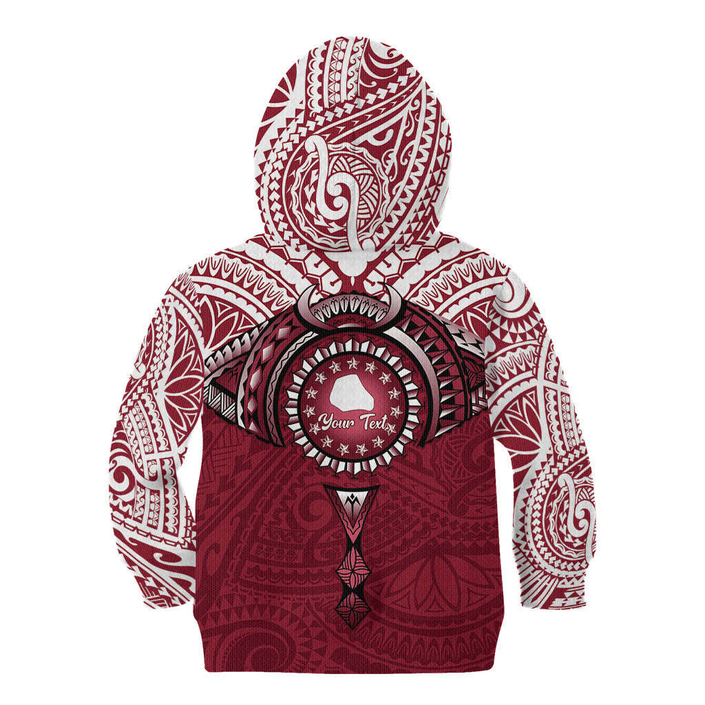 Personalised Cook Islands Mangaia Kid Hoodie Map With Kuki Airani Manta Ray Tattoo