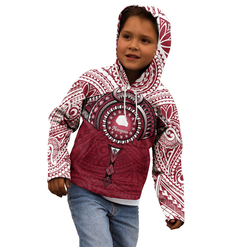 Personalised Cook Islands Mangaia Kid Hoodie Map With Kuki Airani Manta Ray Tattoo