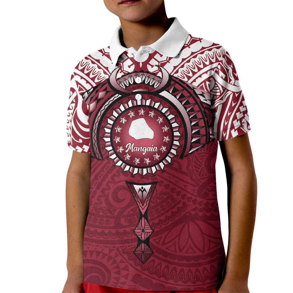 Personalised Cook Islands Mangaia Kid Polo Shirt Map With Kuki Airani Manta Ray Tattoo