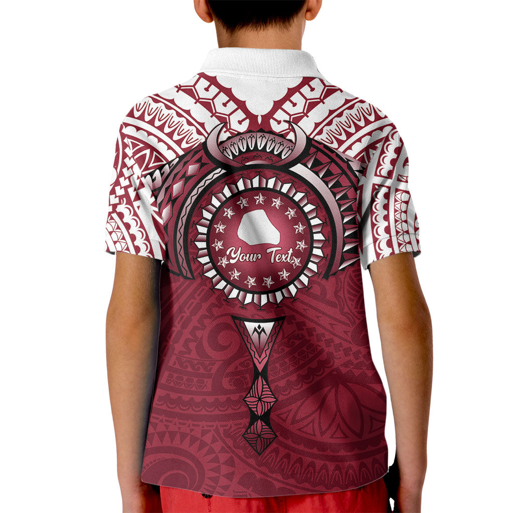 Personalised Cook Islands Mangaia Kid Polo Shirt Map With Kuki Airani Manta Ray Tattoo