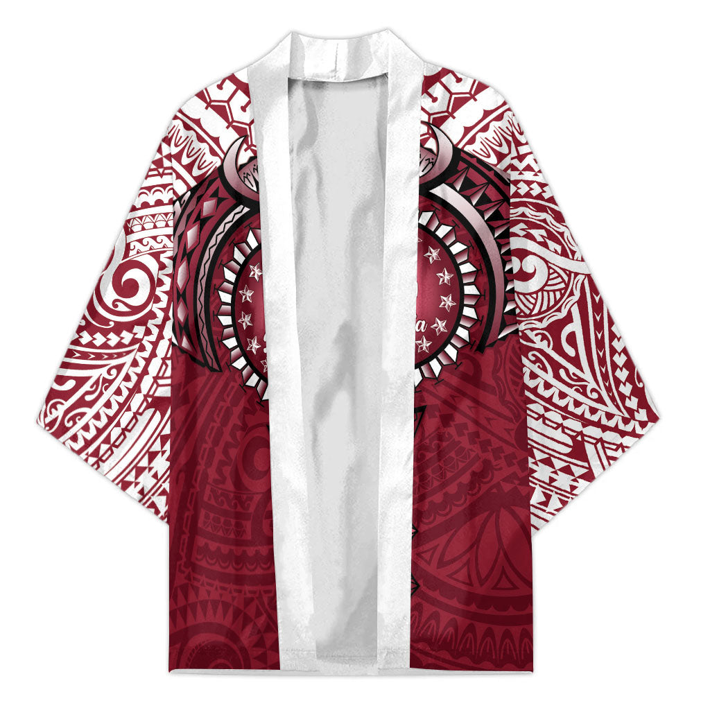 Personalised Cook Islands Mangaia Kimono Map With Kuki Airani Manta Ray Tattoo LT14 Unisex Maroon - Polynesian Pride