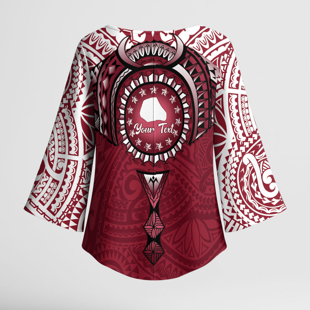 Personalised Cook Islands Mangaia Kimono Sleeve Blouse Map With Kuki Airani Manta Ray Tattoo LT14 - Polynesian Pride