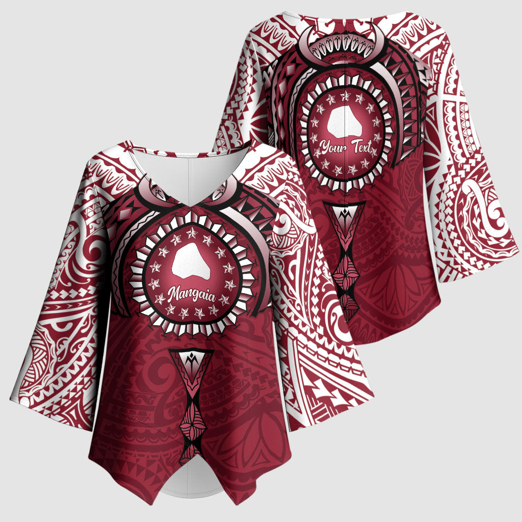 Personalised Cook Islands Mangaia Kimono Sleeve Blouse Map With Kuki Airani Manta Ray Tattoo LT14 - Polynesian Pride