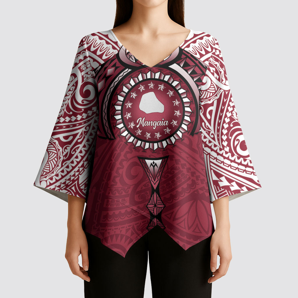 Personalised Cook Islands Mangaia Kimono Sleeve Blouse Map With Kuki Airani Manta Ray Tattoo LT14 - Polynesian Pride
