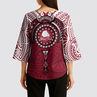 Personalised Cook Islands Mangaia Kimono Sleeve Blouse Map With Kuki Airani Manta Ray Tattoo LT14 - Polynesian Pride