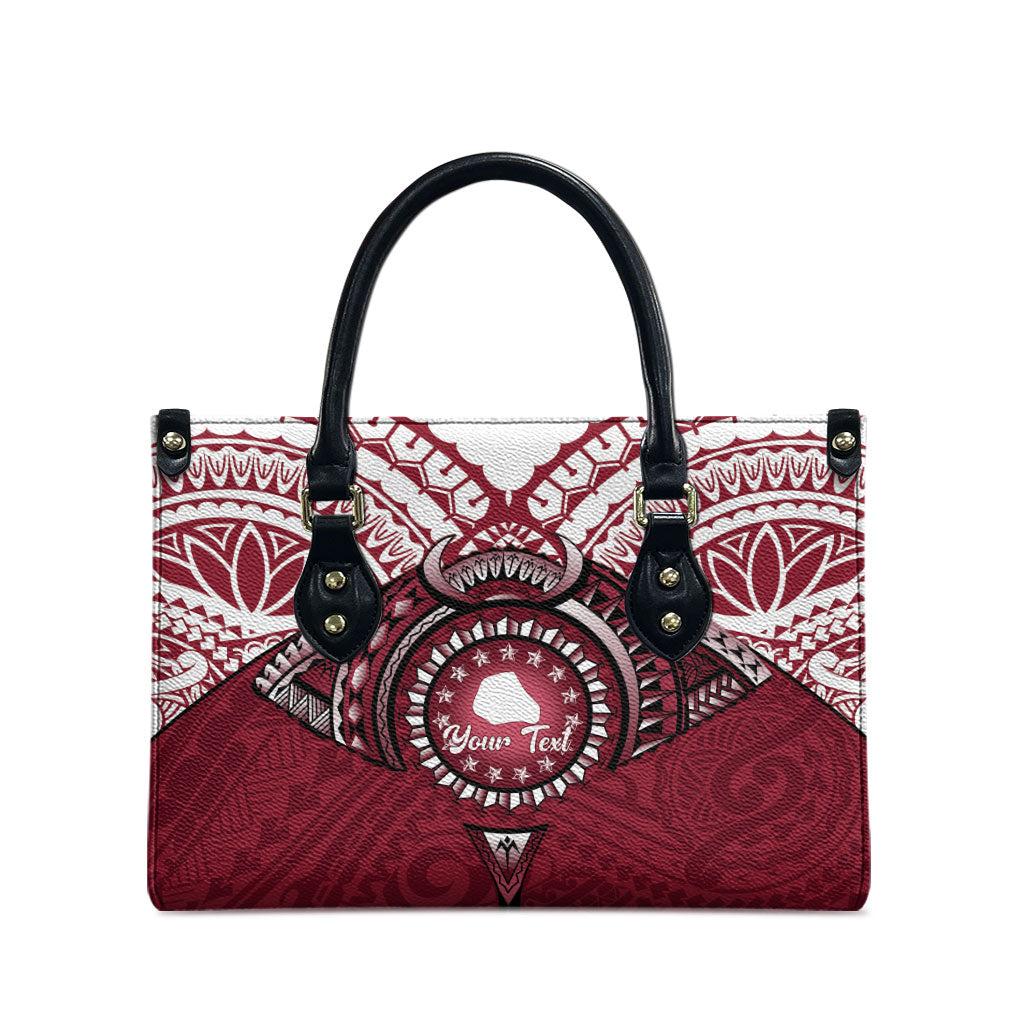 Personalised Cook Islands Mangaia Leather Bag Map With Kuki Airani Manta Ray Tattoo