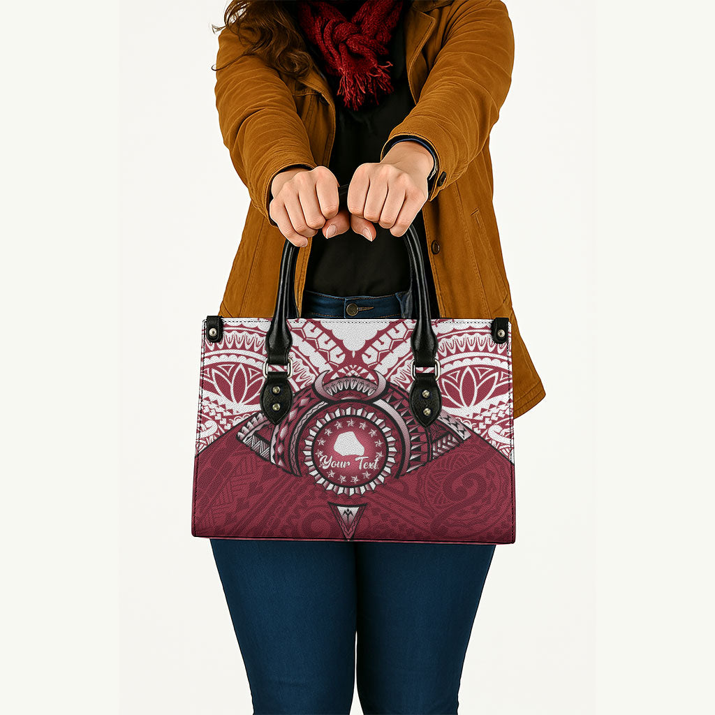 Personalised Cook Islands Mangaia Leather Bag Map With Kuki Airani Manta Ray Tattoo