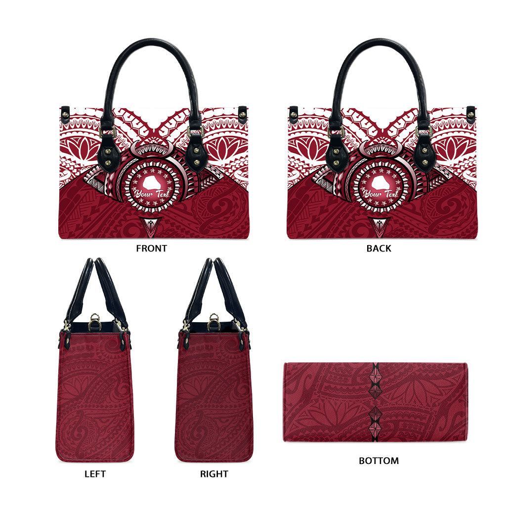 Personalised Cook Islands Mangaia Leather Bag Map With Kuki Airani Manta Ray Tattoo