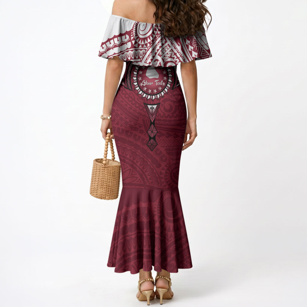 Personalised Cook Islands Mangaia Mermaid Dress Map With Kuki Airani Manta Ray Tattoo LT14 - Polynesian Pride