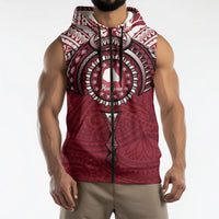 Personalised Cook Islands Mangaia Sleeveless Zip Hoodie Map With Kuki Airani Manta Ray Tattoo