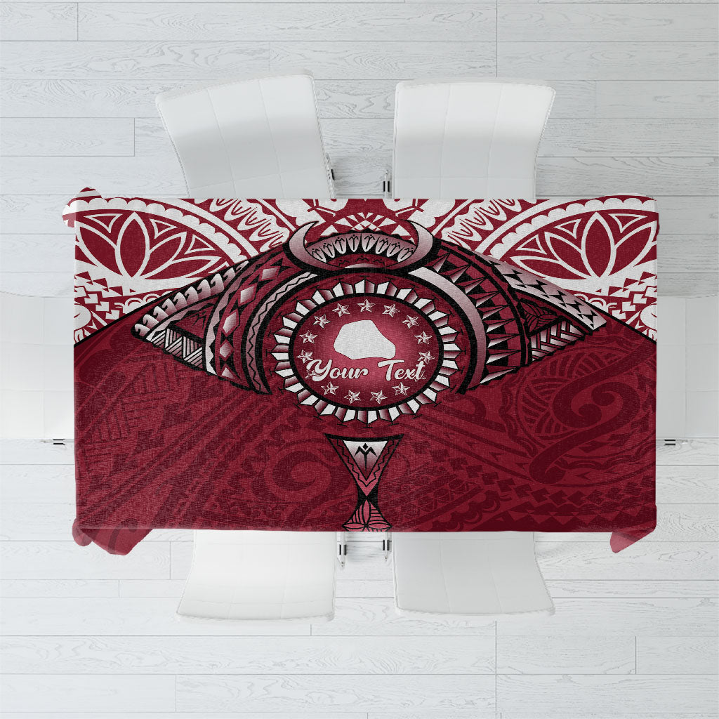 Personalised Cook Islands Mangaia Tablecloth Map With Kuki Airani Manta Ray Tattoo