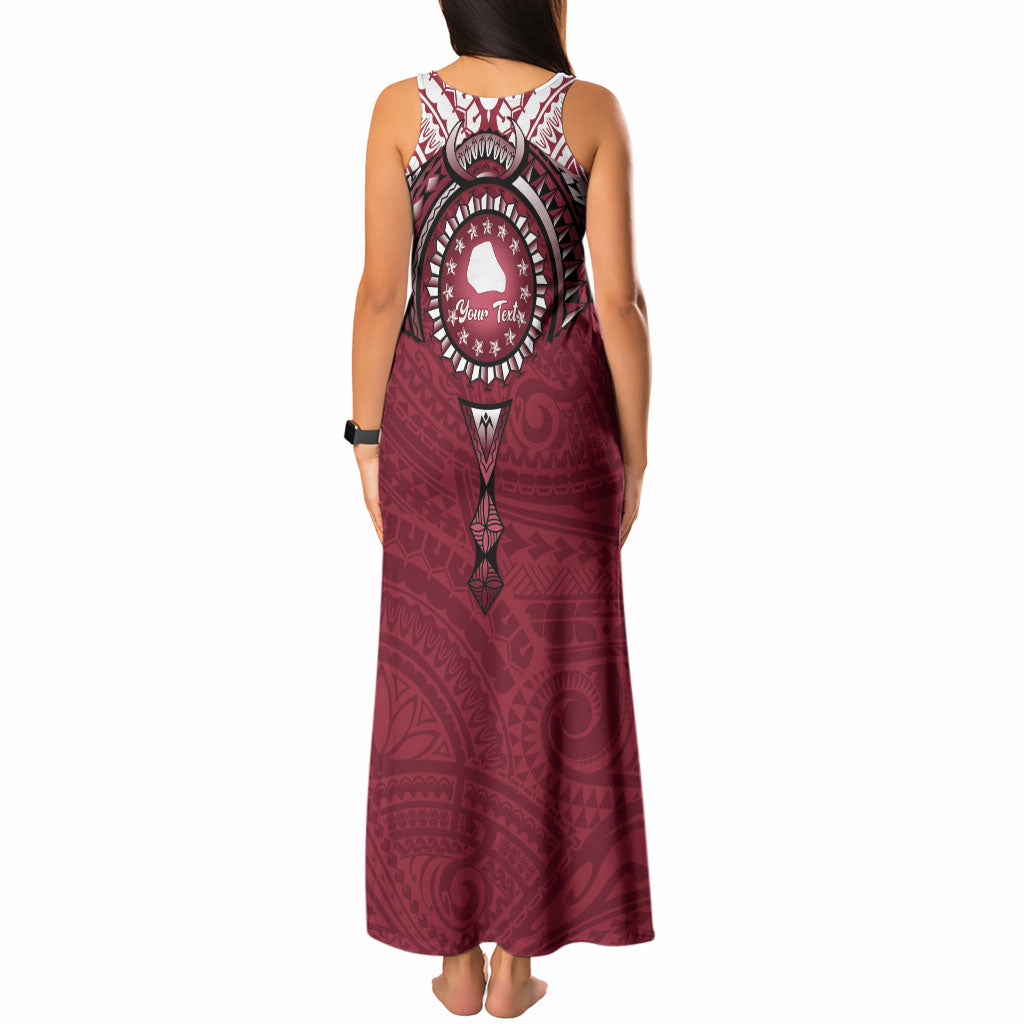 Personalised Cook Islands Mangaia Tank Maxi Dress Map With Kuki Airani Manta Ray Tattoo