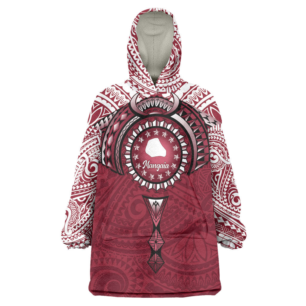 Personalised Cook Islands Mangaia Wearable Blanket Hoodie Map With Kuki Airani Manta Ray Tattoo