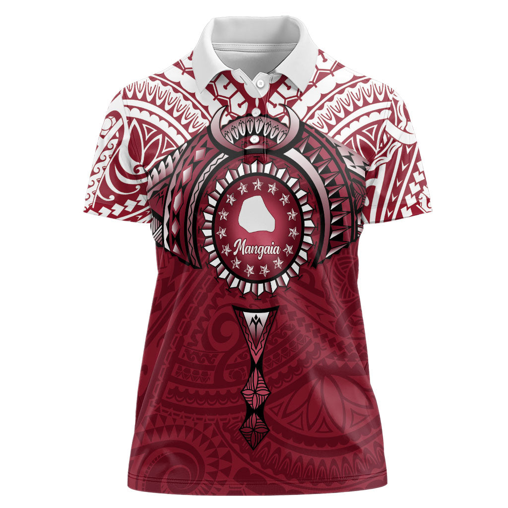 Personalised Cook Islands Mangaia Women Polo Shirt Map With Kuki Airani Manta Ray Tattoo
