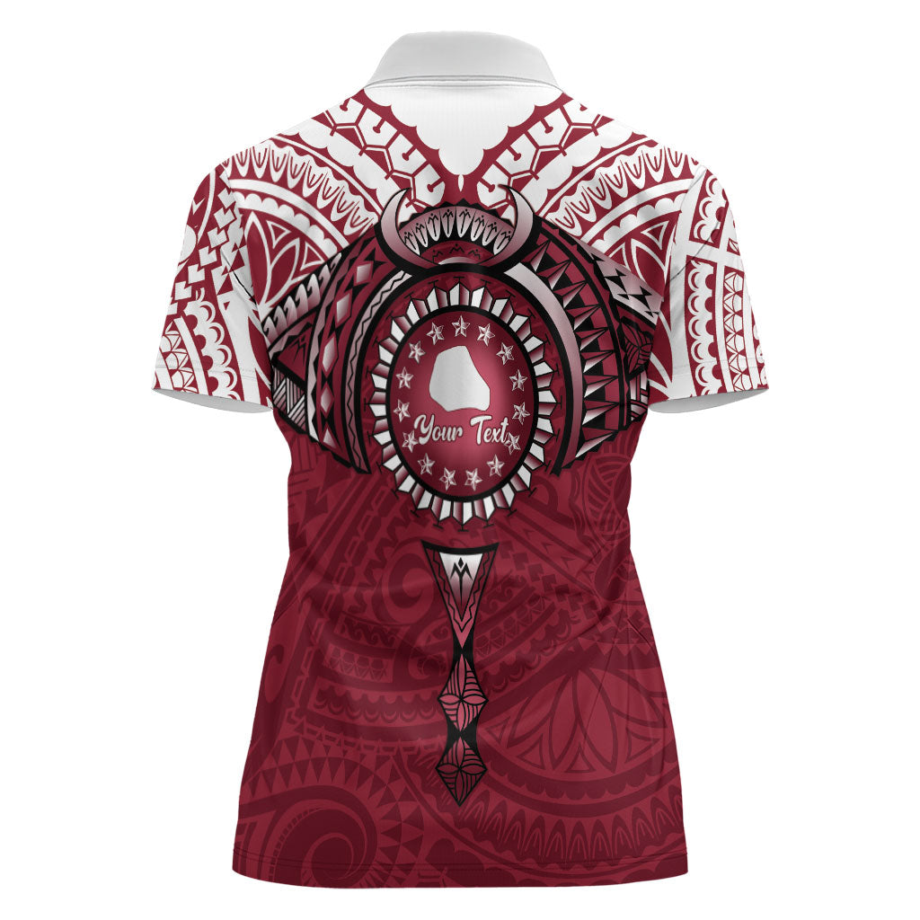 Personalised Cook Islands Mangaia Women Polo Shirt Map With Kuki Airani Manta Ray Tattoo
