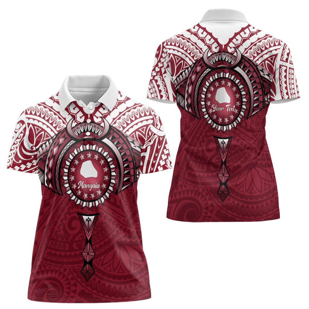 Personalised Cook Islands Mangaia Women Polo Shirt Map With Kuki Airani Manta Ray Tattoo