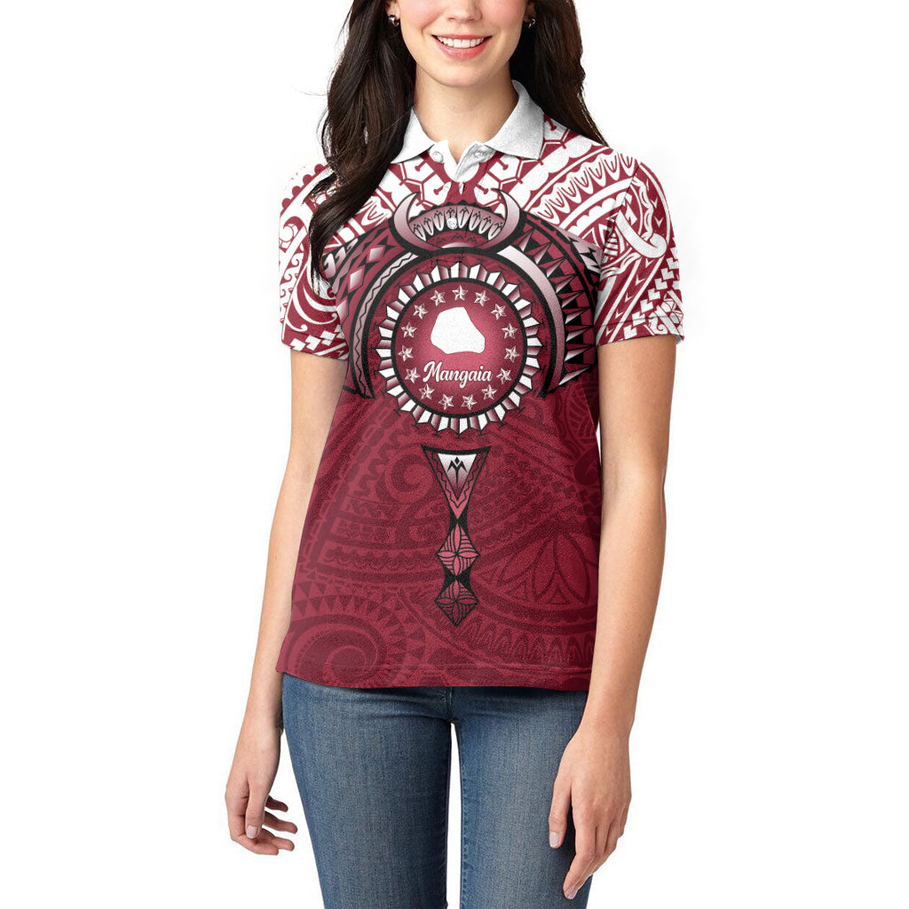 Personalised Cook Islands Mangaia Women Polo Shirt Map With Kuki Airani Manta Ray Tattoo