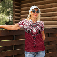 Personalised Cook Islands Mangaia Women Polo Shirt Map With Kuki Airani Manta Ray Tattoo