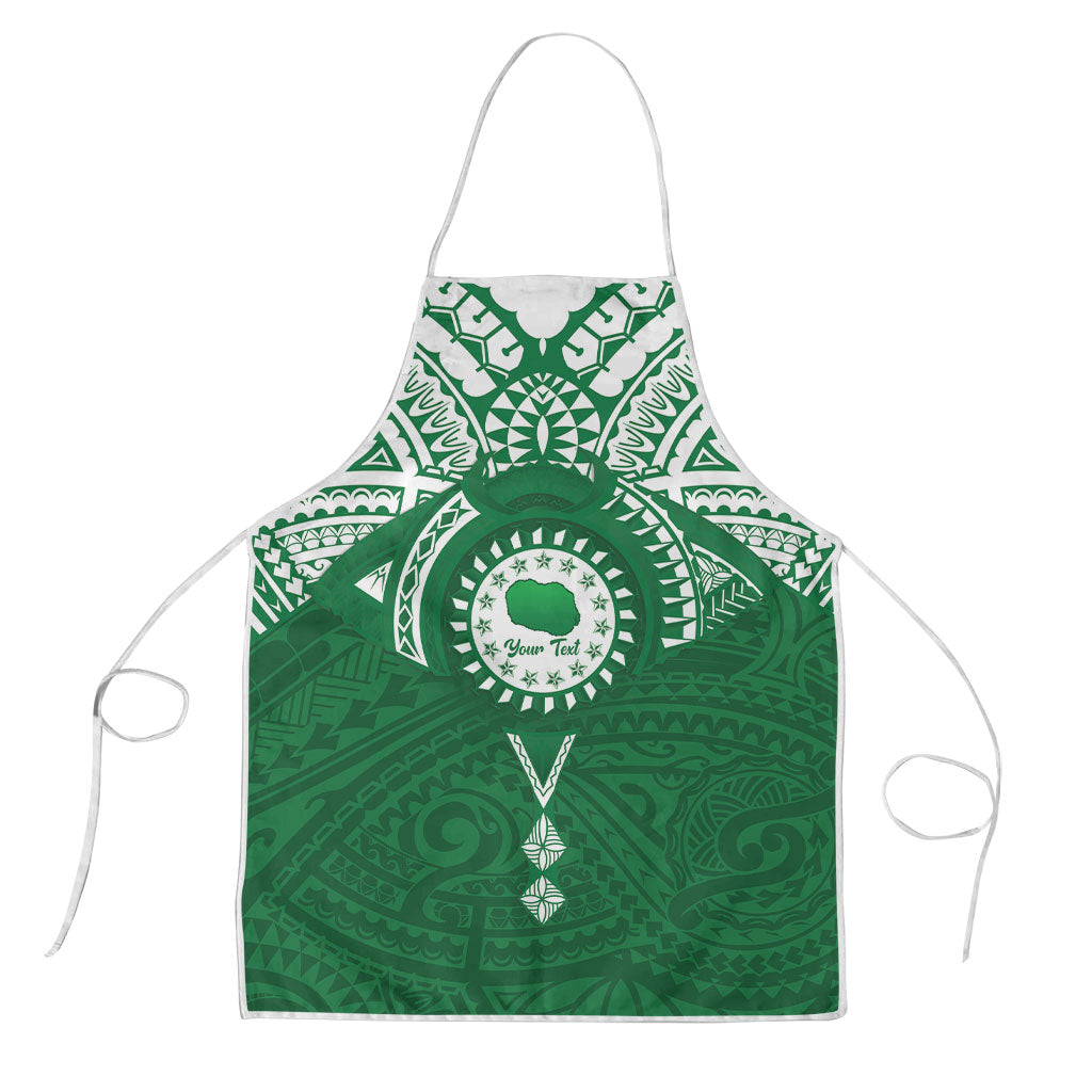 Personalised Cook Islands Rarotonga Apron Map With Kuki Airani Manta Ray Tattoo LT14 Green - Polynesian Pride