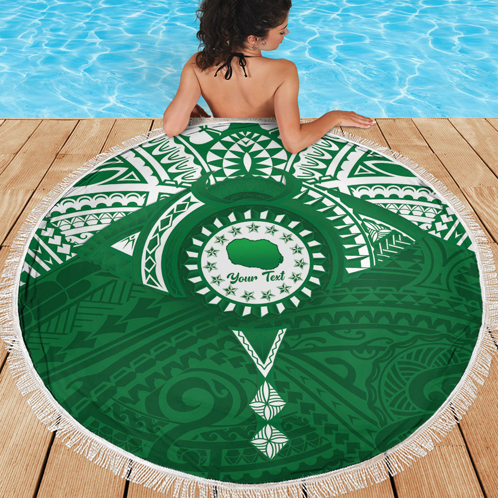 Personalised Cook Islands Rarotonga Beach Blanket Map With Kuki Airani Manta Ray Tattoo
