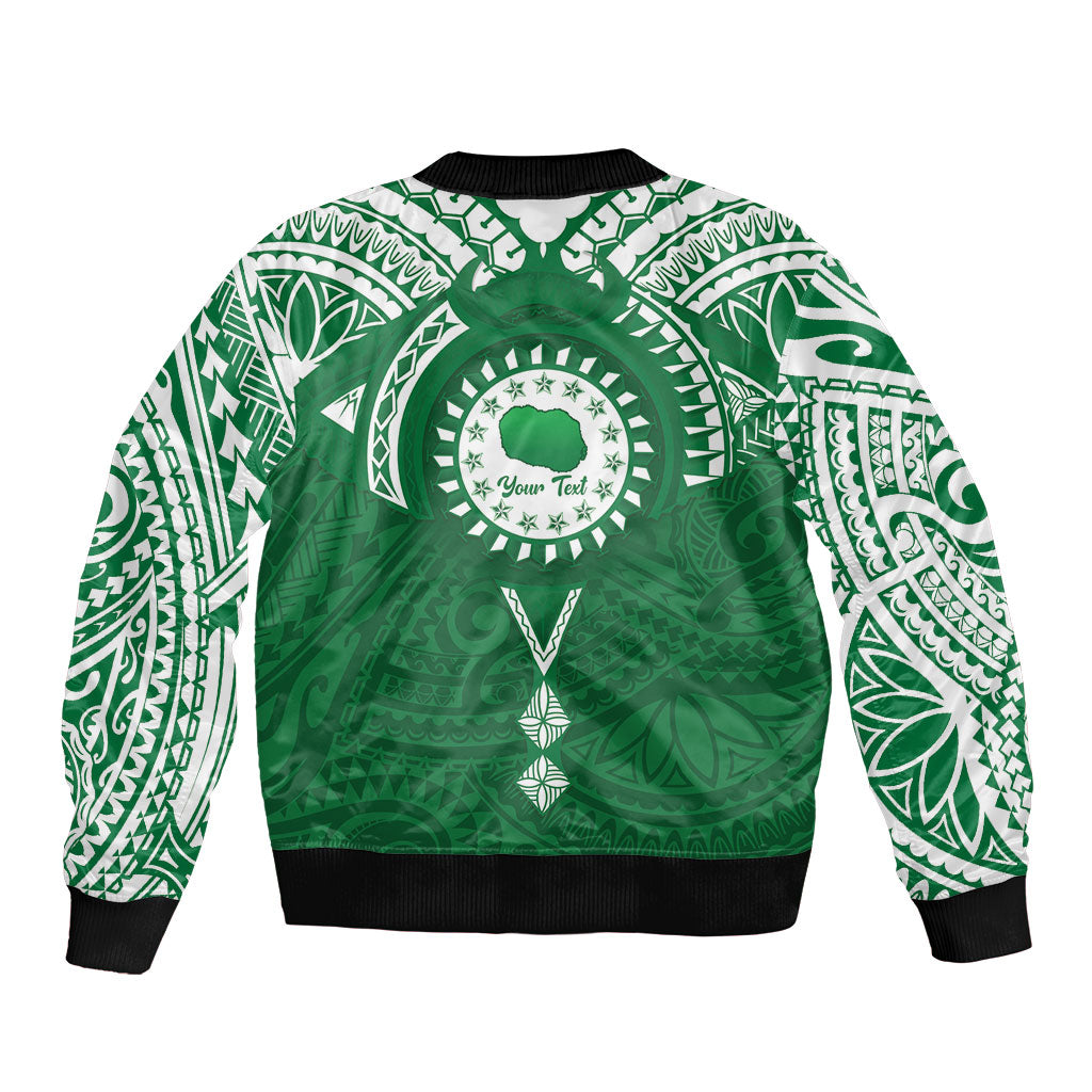 Personalised Cook Islands Rarotonga Bomber Jacket Map With Kuki Airani Manta Ray Tattoo