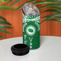 Personalised Cook Islands Rarotonga 4 in 1 Can Cooler Tumbler Map With Kuki Airani Manta Ray Tattoo
