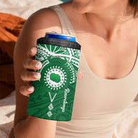 Personalised Cook Islands Rarotonga 4 in 1 Can Cooler Tumbler Map With Kuki Airani Manta Ray Tattoo