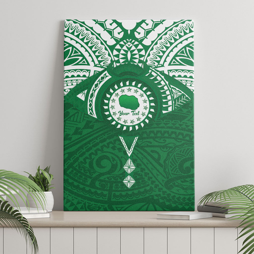 Personalised Cook Islands Rarotonga Canvas Wall Art Map With Kuki Airani Manta Ray Tattoo