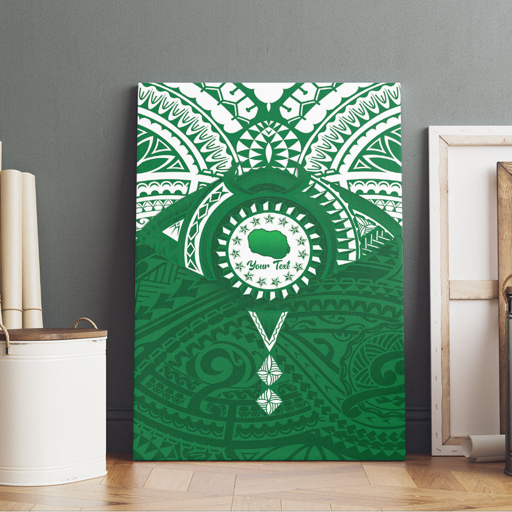 Personalised Cook Islands Rarotonga Canvas Wall Art Map With Kuki Airani Manta Ray Tattoo