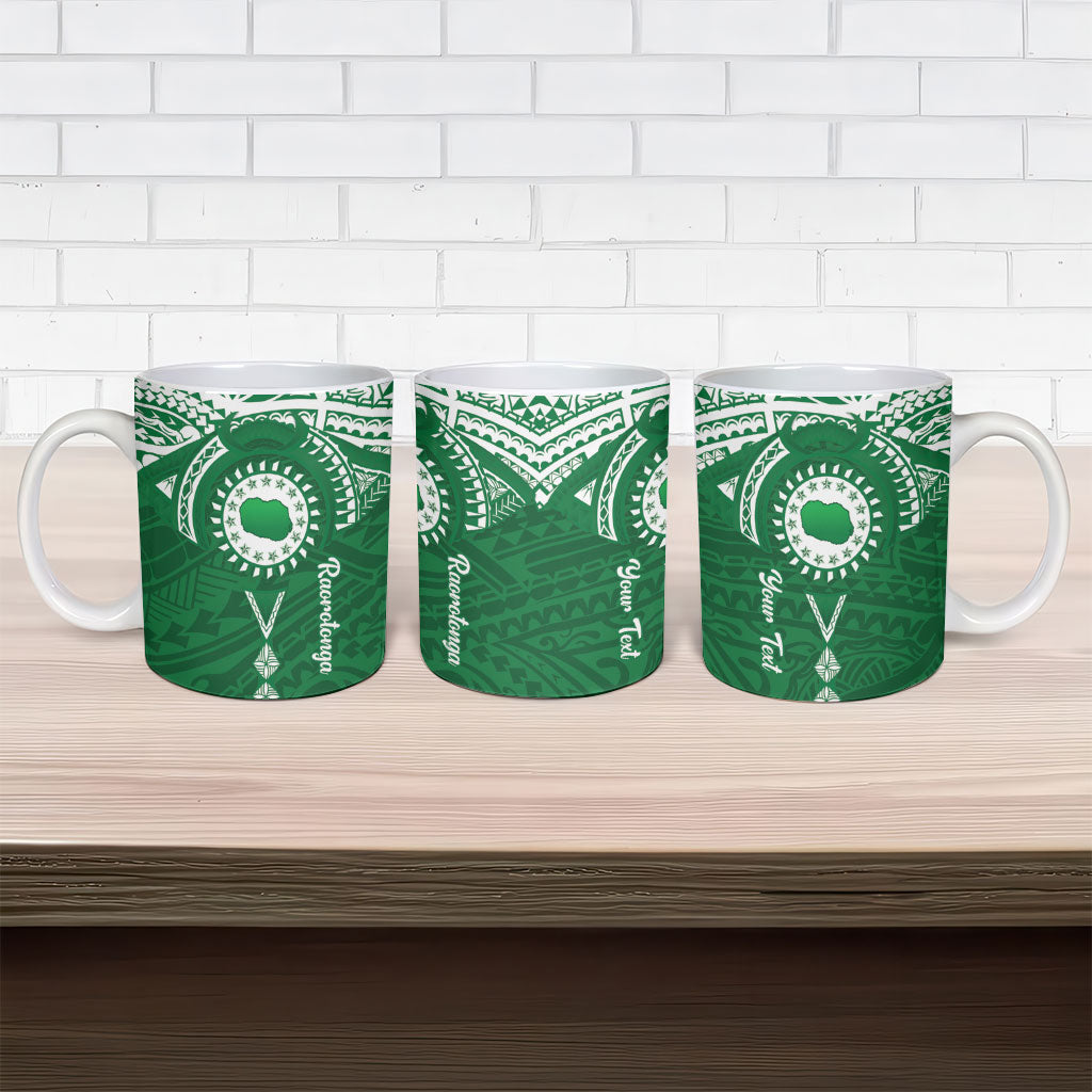 Personalised Cook Islands Rarotonga Ceramic Mug Map With Kuki Airani Manta Ray Tattoo