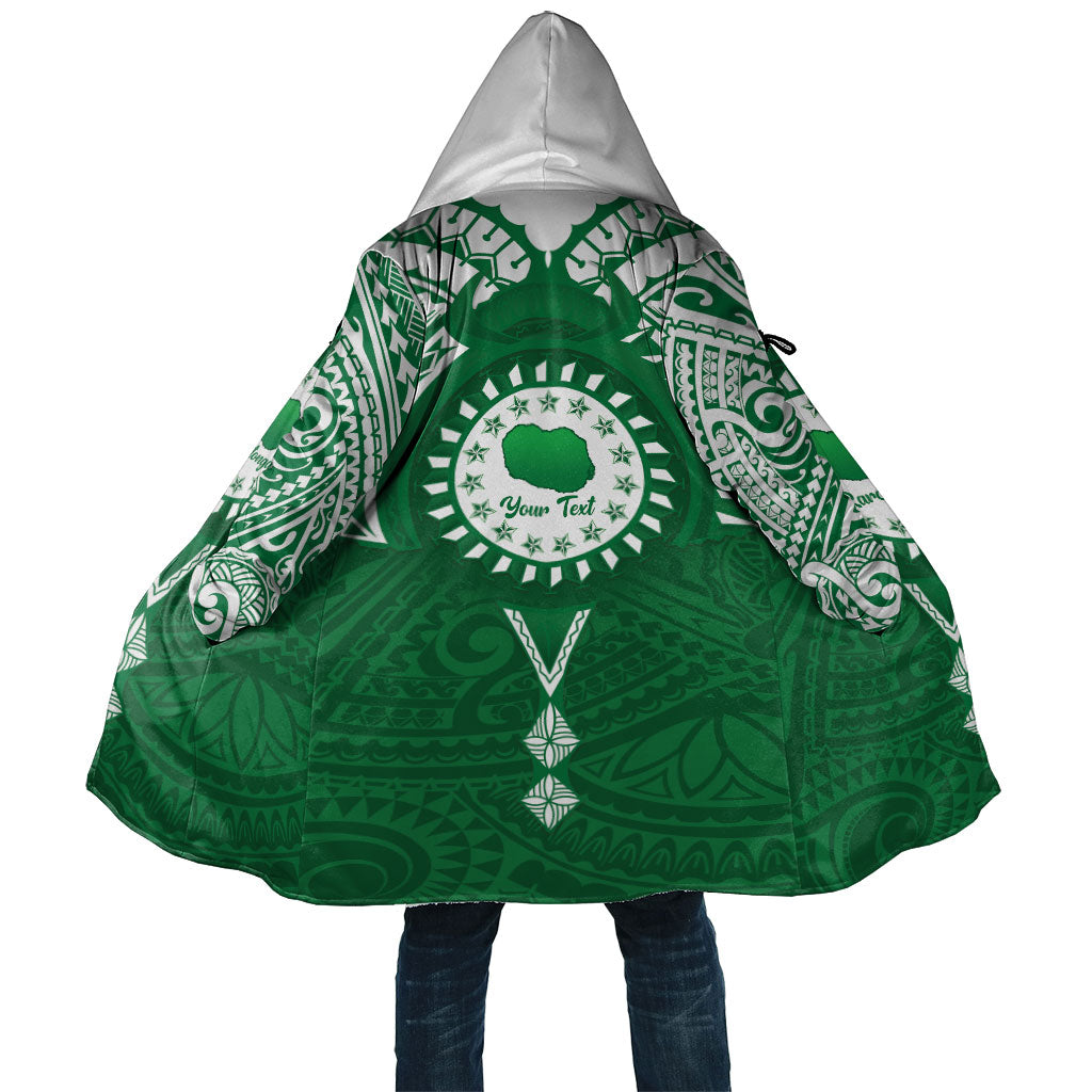 Personalised Cook Islands Rarotonga Cloak Map With Kuki Airani Manta Ray Tattoo LT14 Unisex Green - Polynesian Pride