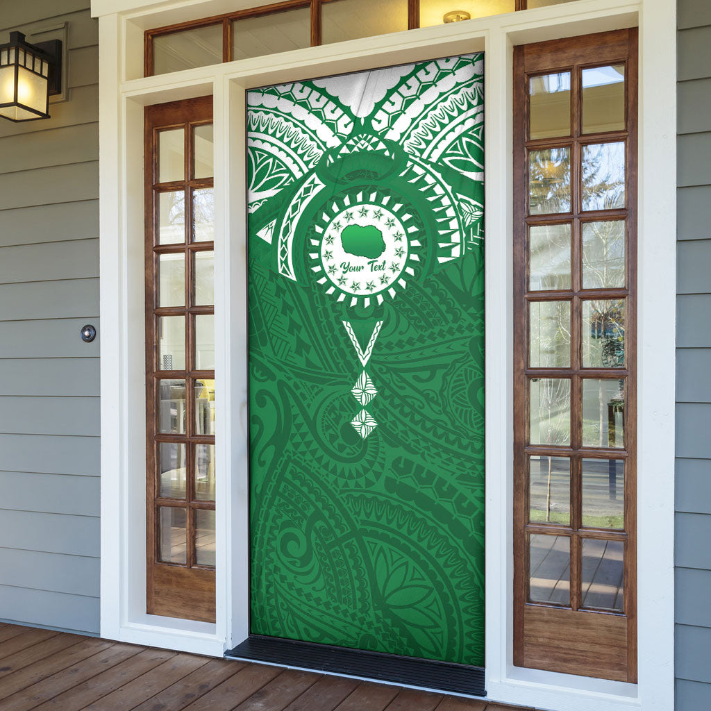 Personalised Cook Islands Rarotonga Door Cover Map With Kuki Airani Manta Ray Tattoo