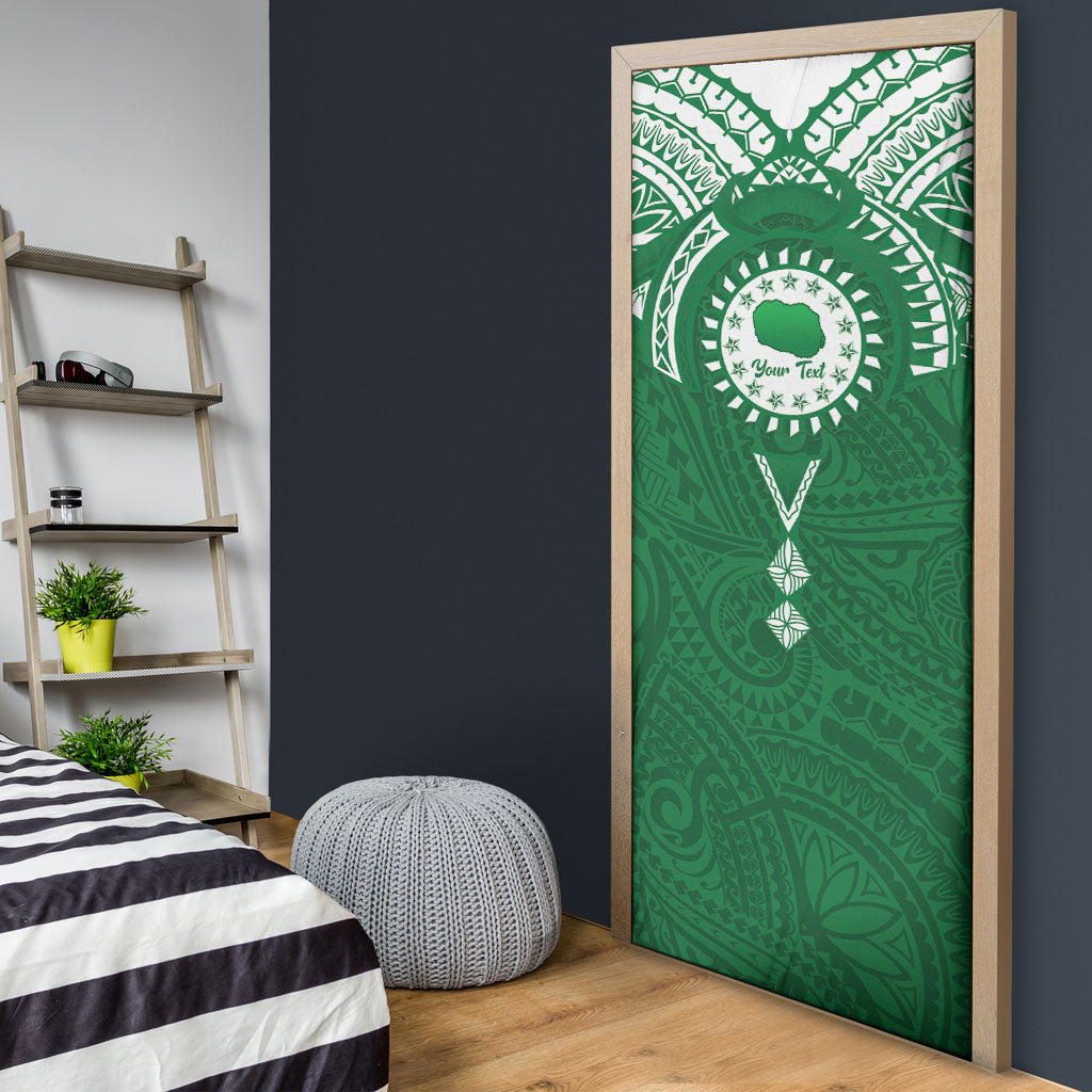 Personalised Cook Islands Rarotonga Door Cover Map With Kuki Airani Manta Ray Tattoo