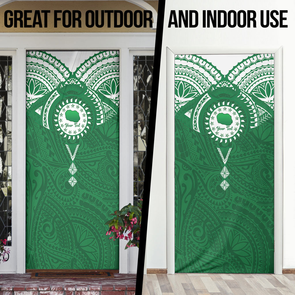 Personalised Cook Islands Rarotonga Door Cover Map With Kuki Airani Manta Ray Tattoo