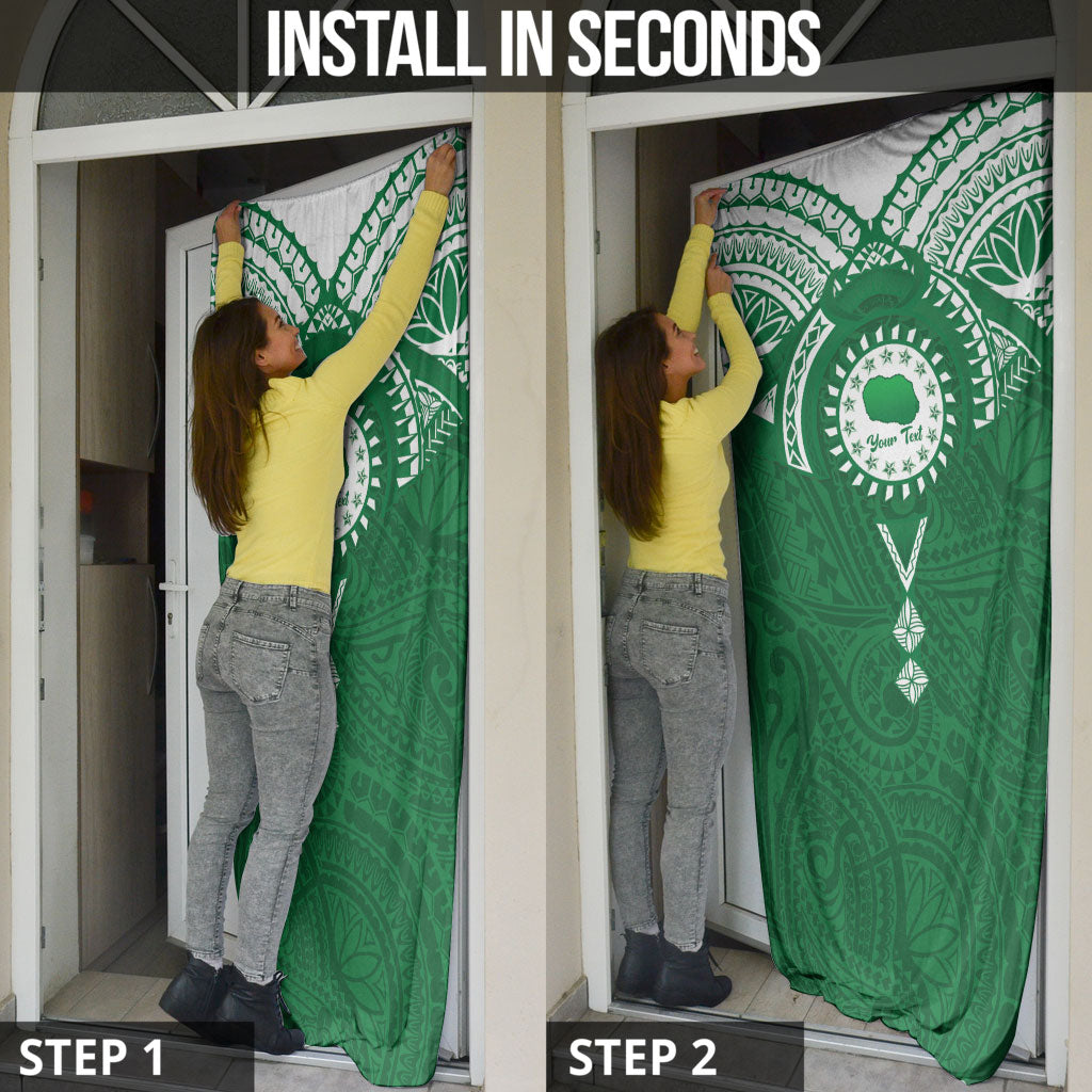 Personalised Cook Islands Rarotonga Door Cover Map With Kuki Airani Manta Ray Tattoo