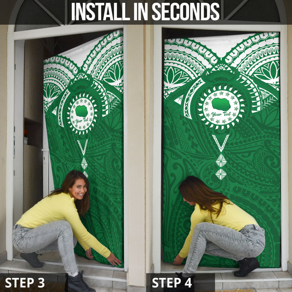 Personalised Cook Islands Rarotonga Door Cover Map With Kuki Airani Manta Ray Tattoo