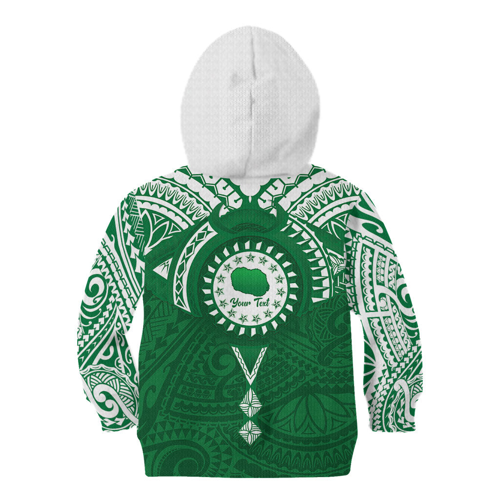 Personalised Cook Islands Rarotonga Kid Hoodie Map With Kuki Airani Manta Ray Tattoo