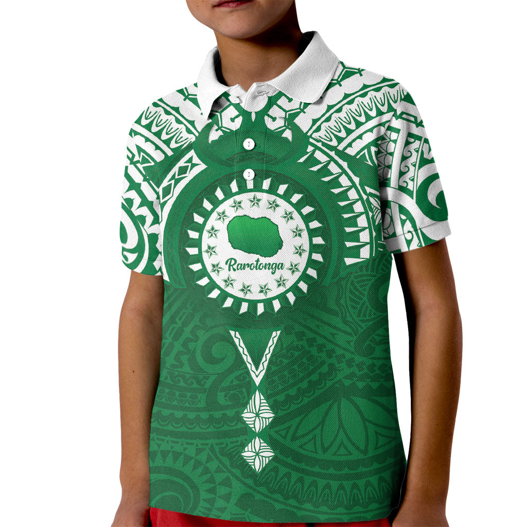 Personalised Cook Islands Rarotonga Kid Polo Shirt Map With Kuki Airani Manta Ray Tattoo