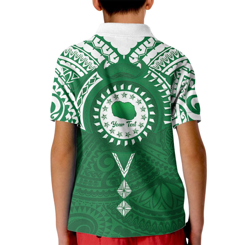 Personalised Cook Islands Rarotonga Kid Polo Shirt Map With Kuki Airani Manta Ray Tattoo