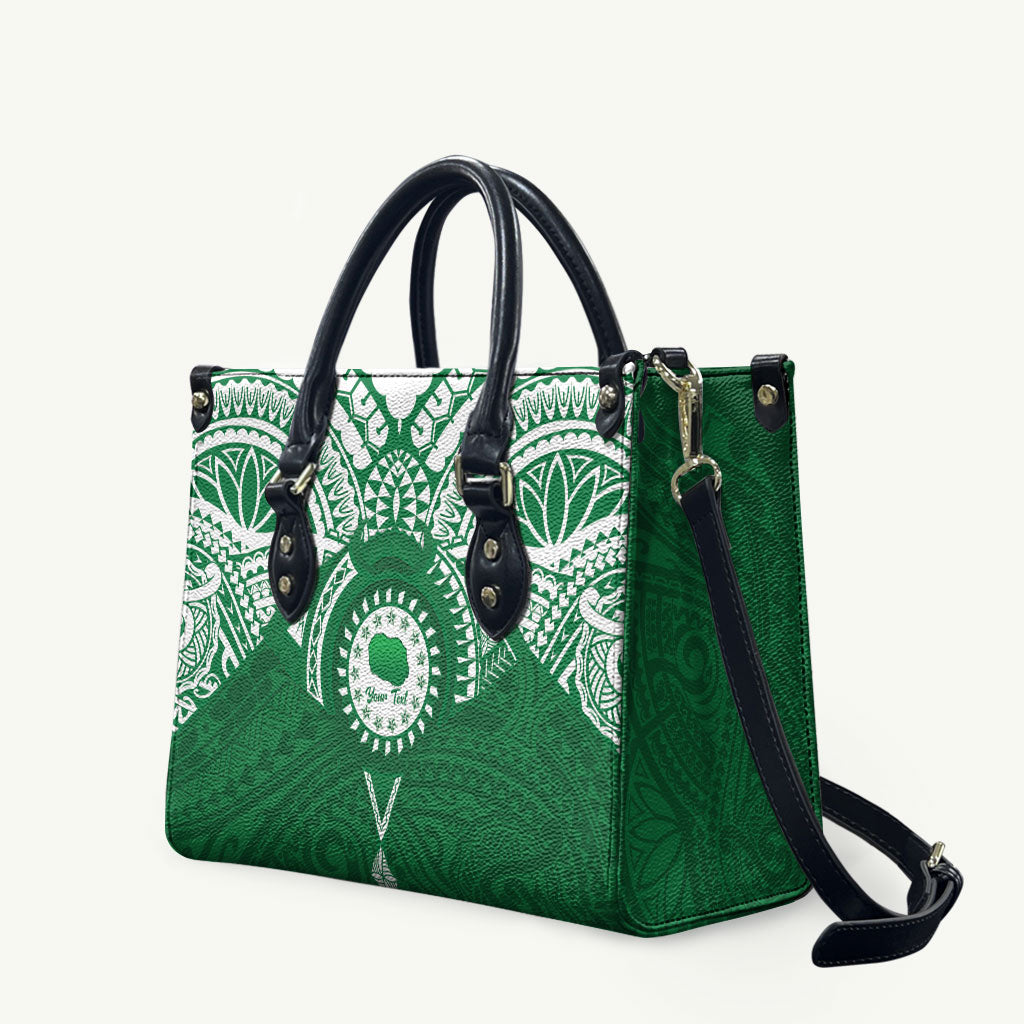 Personalised Cook Islands Rarotonga Leather Bag Map With Kuki Airani Manta Ray Tattoo
