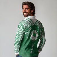 Personalised Cook Islands Rarotonga Long Sleeve Polo Shirt Map With Kuki Airani Manta Ray Tattoo