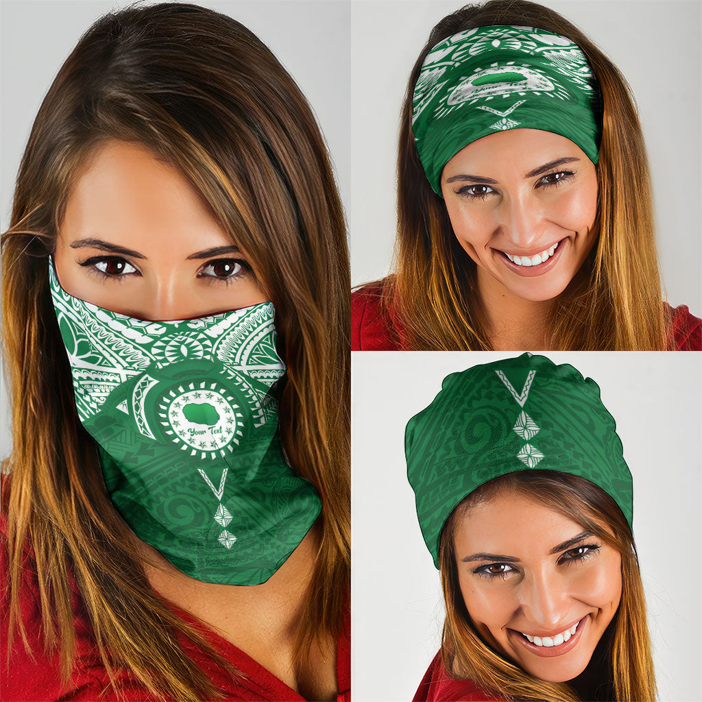 Personalised Cook Islands Rarotonga Neck Gaiter Map With Kuki Airani Manta Ray Tattoo