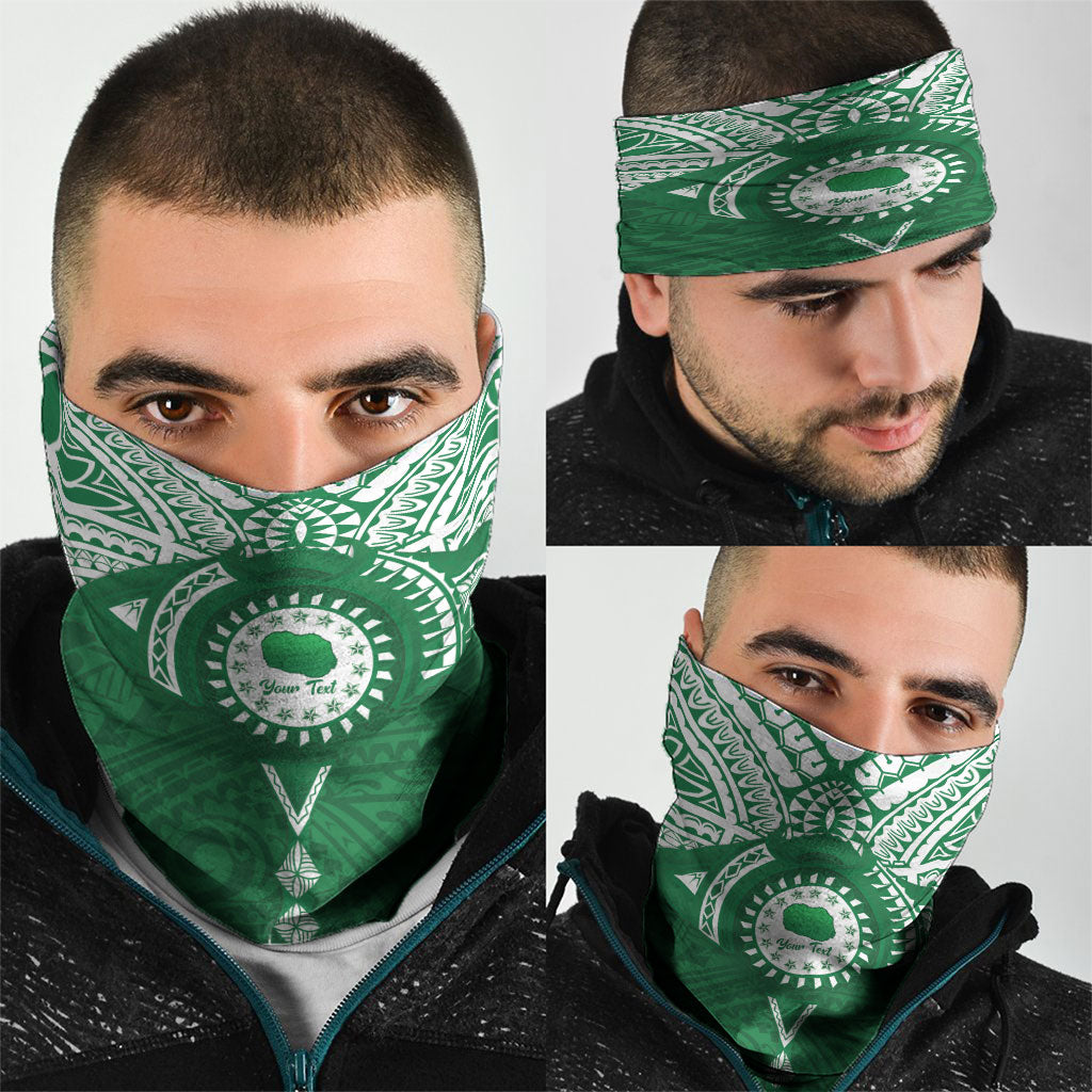 Personalised Cook Islands Rarotonga Neck Gaiter Map With Kuki Airani Manta Ray Tattoo