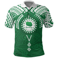 Personalised Cook Islands Rarotonga Polo Shirt Map With Kuki Airani Manta Ray Tattoo