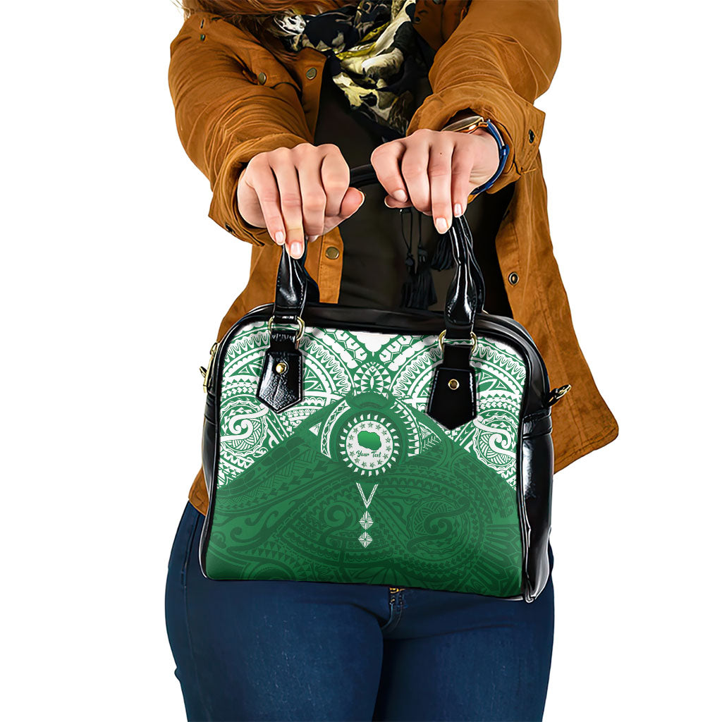 Personalised Cook Islands Rarotonga Shoulder Handbag Map With Kuki Airani Manta Ray Tattoo LT14 One Size Green - Polynesian Pride