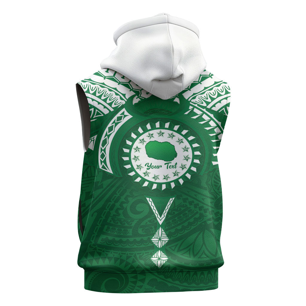 Personalised Cook Islands Rarotonga Sleeveless Zip Hoodie Map With Kuki Airani Manta Ray Tattoo