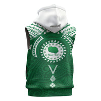 Personalised Cook Islands Rarotonga Sleeveless Zip Hoodie Map With Kuki Airani Manta Ray Tattoo