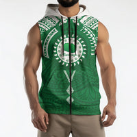 Personalised Cook Islands Rarotonga Sleeveless Zip Hoodie Map With Kuki Airani Manta Ray Tattoo