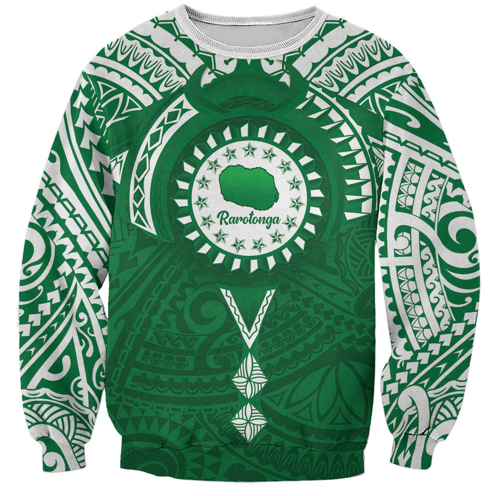 Personalised Cook Islands Rarotonga Sweatshirt Map With Kuki Airani Manta Ray Tattoo